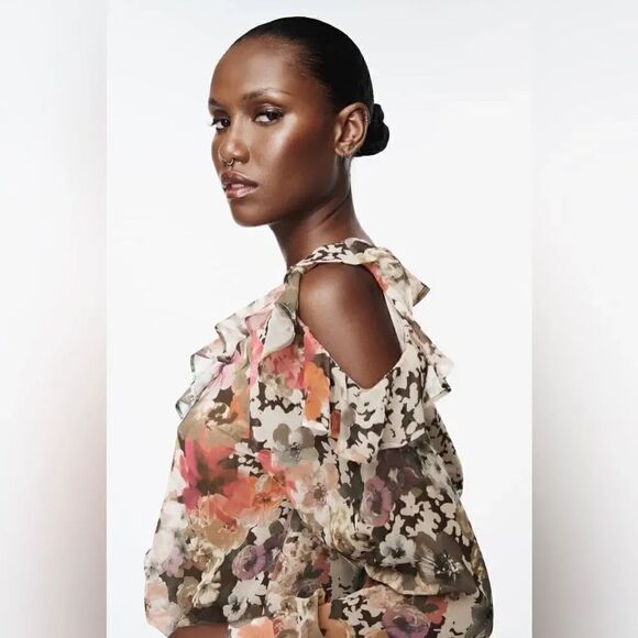 ZARA FLORAL PRINT SHIRT - Picture 5 of 9